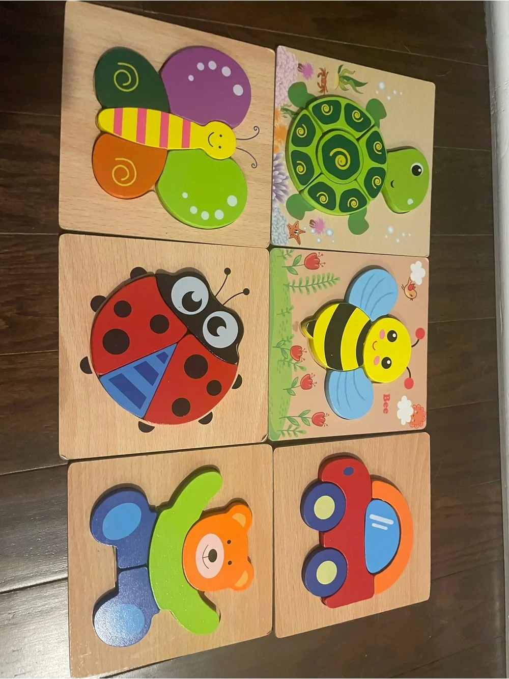 Colorful Wooden Animal & Vehicle Puzzle Set for Kids - Multicolor
